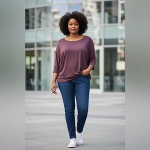 41 Hawthorne Queensland Dolman Sleeve Jersey Knit Top in Plum/Purple Stitch Fix